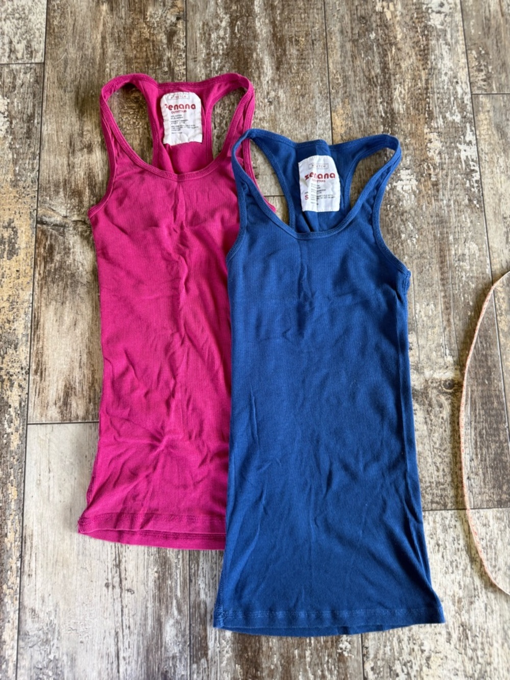 2 for $20 sale: 2 Zenana racerback ribbed tank tops - blue and pink XS